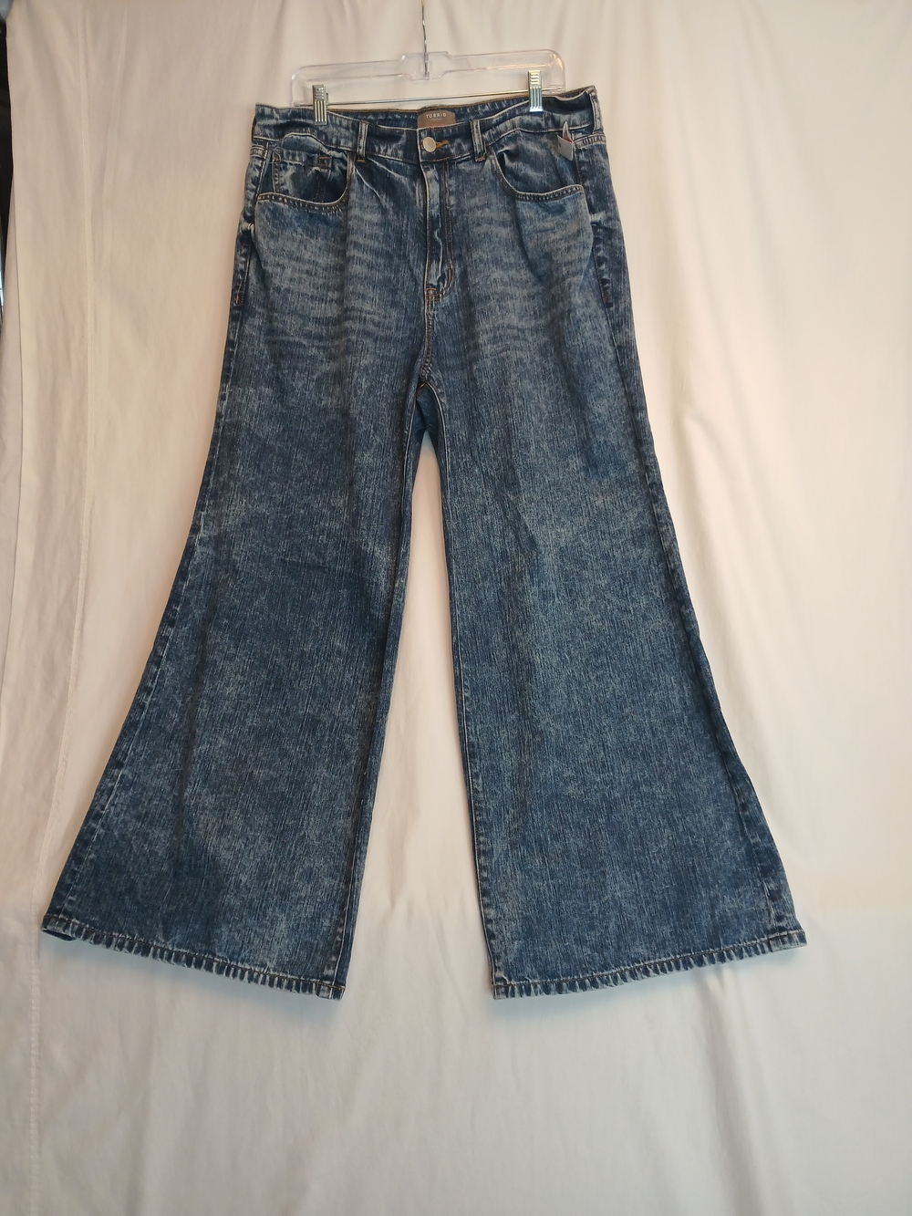 Dark Blue Acid Wash Wide Leg High Rise Jeans 14R NWOT